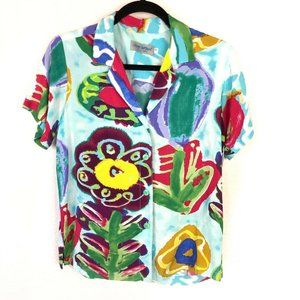 Jams World Flower Field Print Button Up Top XS
